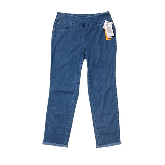 Ruby Rd Jeggings Womens S Small Blue Stretch Twill Pull On Raw Hem Faux Pockets - Picture 1 of 9